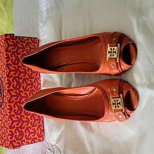 Orange Tory burch wedges sz 10